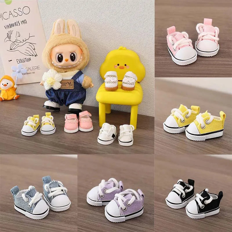 3.8cm PU Leather Shoes for 17cm Cotton Dolls Labubu Shoes Boots Toys Canvas Shoes DIY Doll Accessories Toys for LABUBU