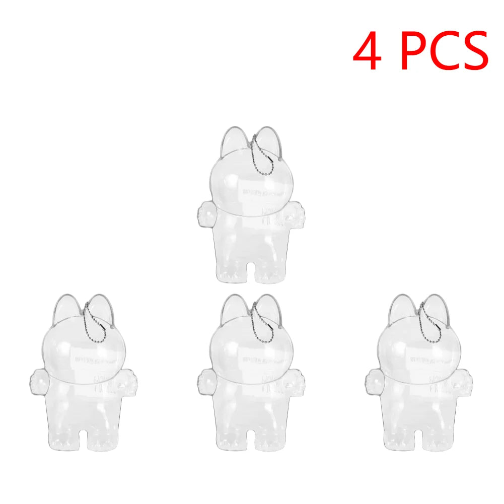 17cm Labubu Protector Case Portable Transparent Protective Case Organizer Box Dolls Accessories Doll Bag with Keychain