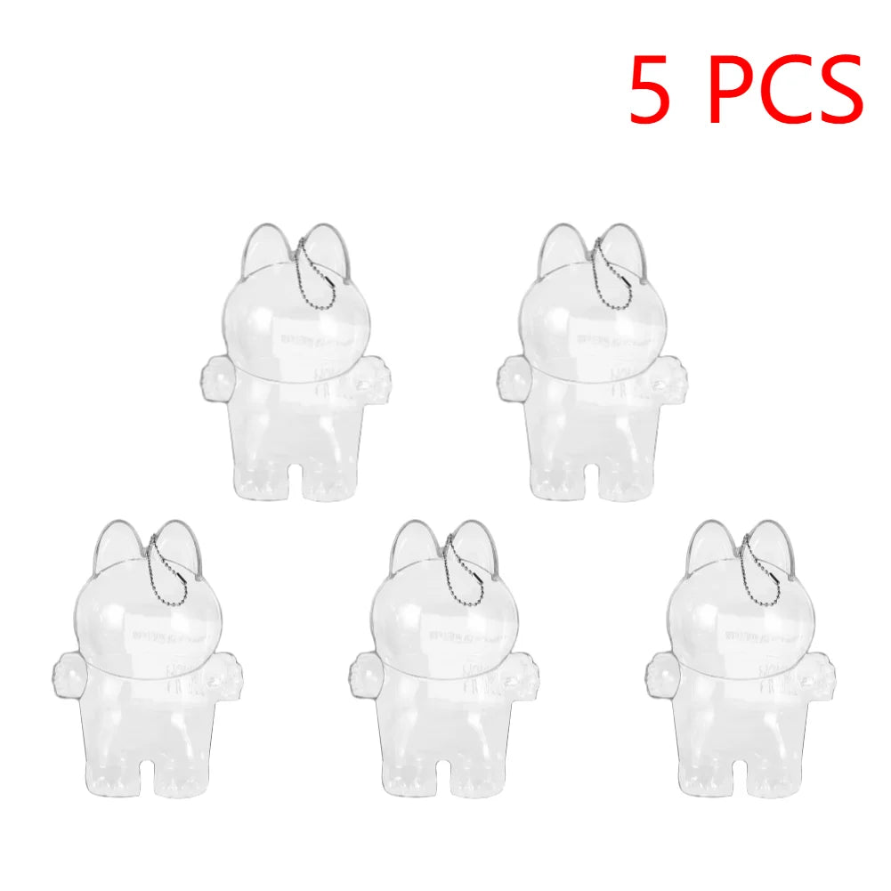 17cm Labubu Protector Case Portable Transparent Protective Case Organizer Box Dolls Accessories Doll Bag with Keychain