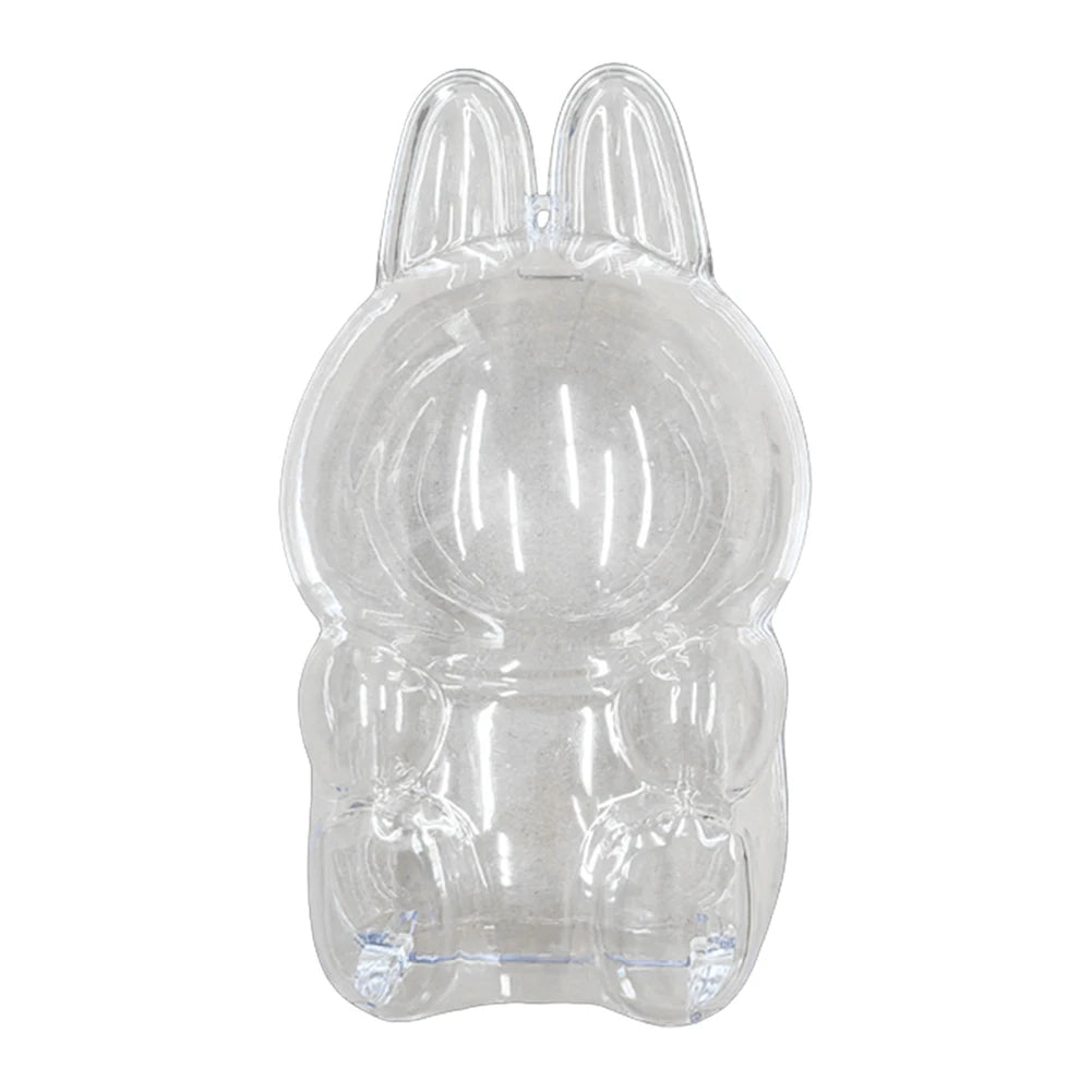 17cm Labubu Protector Case Portable Transparent Protective Case Organizer Box Dolls Accessories Doll Bag with Keychain