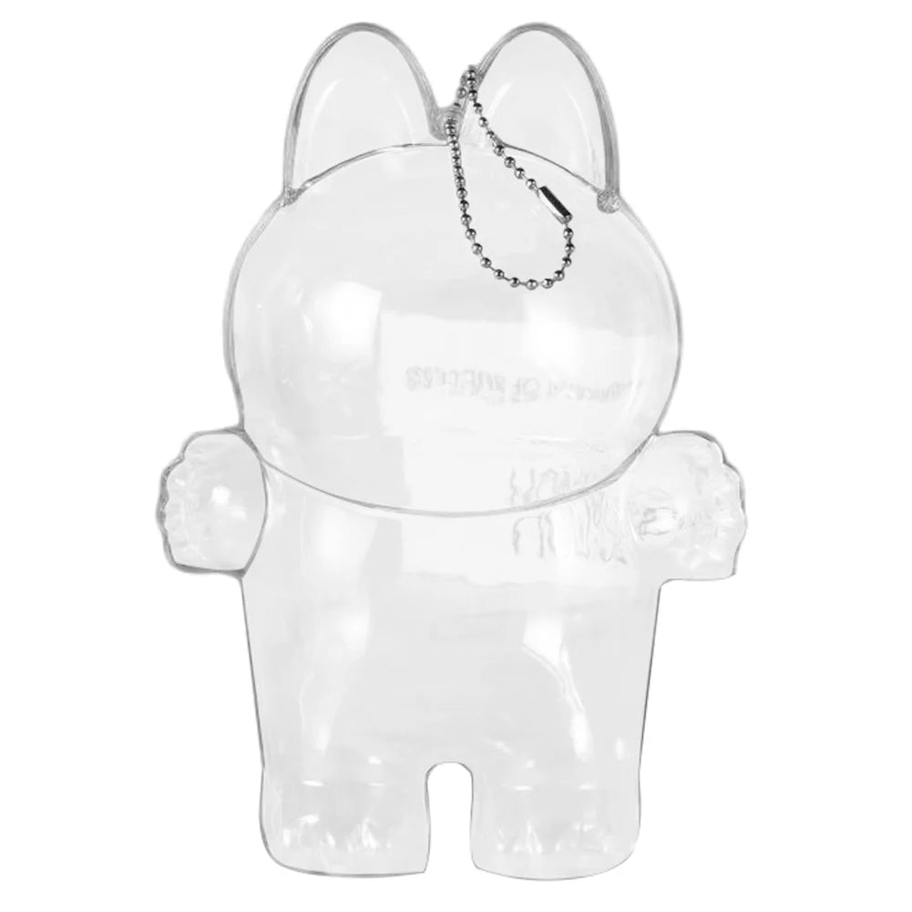 17cm Labubu Protector Case Portable Transparent Protective Case Organizer Box Dolls Accessories Doll Bag with Keychain