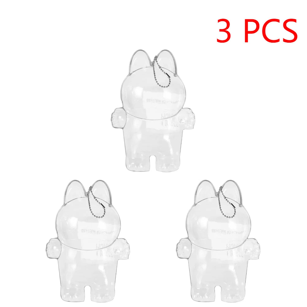 17cm Labubu Protector Case Portable Transparent Protective Case Organizer Box Dolls Accessories Doll Bag with Keychain