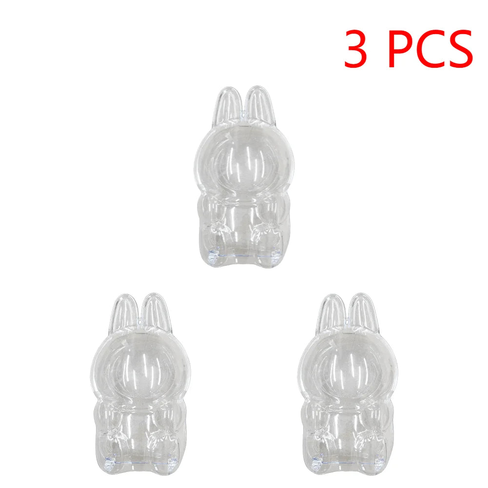 17cm Labubu Protector Case Portable Transparent Protective Case Organizer Box Dolls Accessories Doll Bag with Keychain
