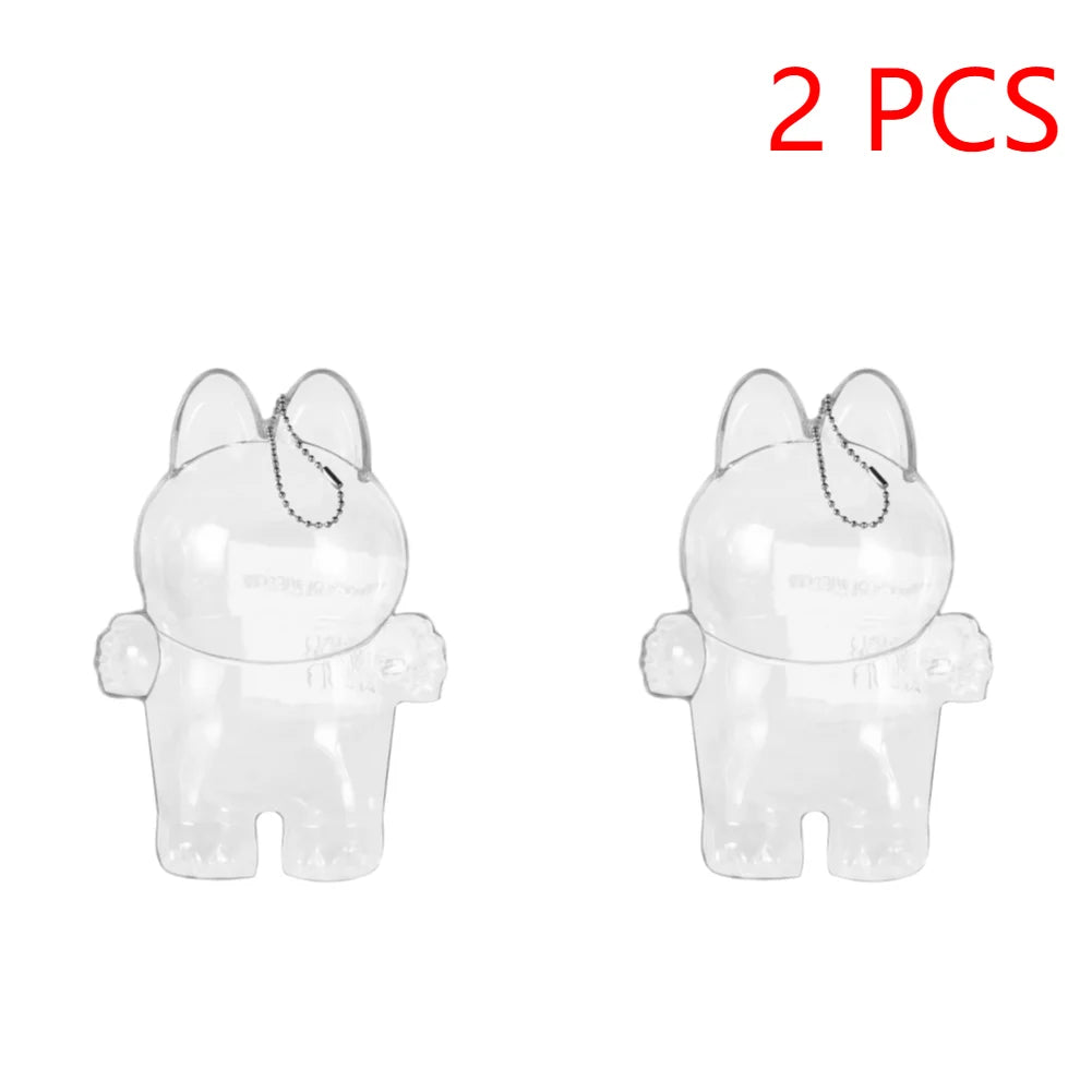 17cm Labubu Protector Case Portable Transparent Protective Case Organizer Box Dolls Accessories Doll Bag with Keychain